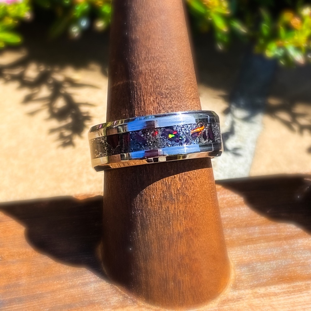 Real Meteorite & tungsten with Magma Opal